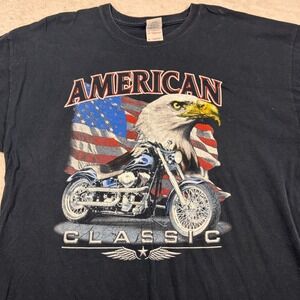 Vintage American Classic Eagle Motorcycles Men's XL Black‎ T-Shirt Gildan
